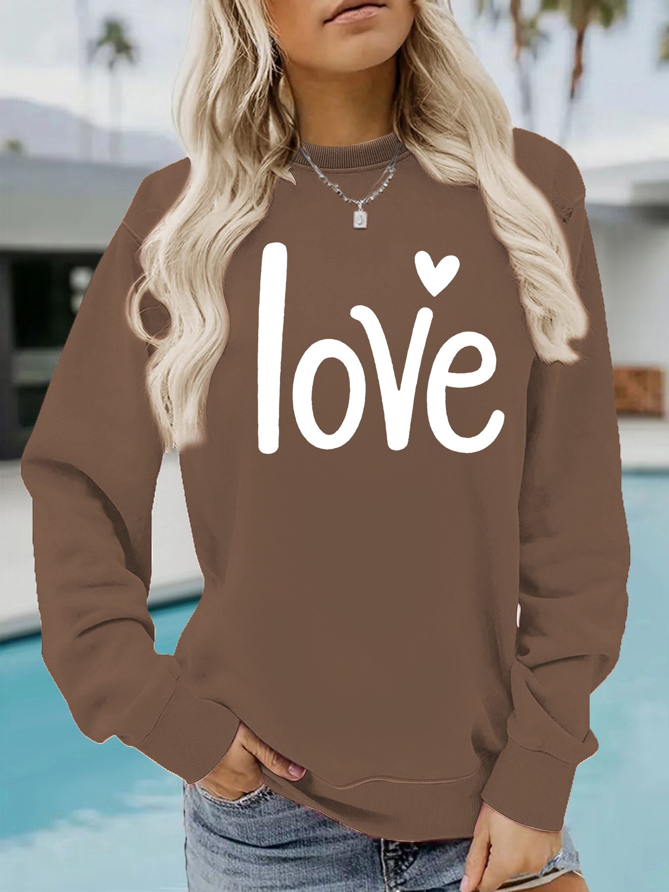 Round neck fleece hoodie for women - Image 8