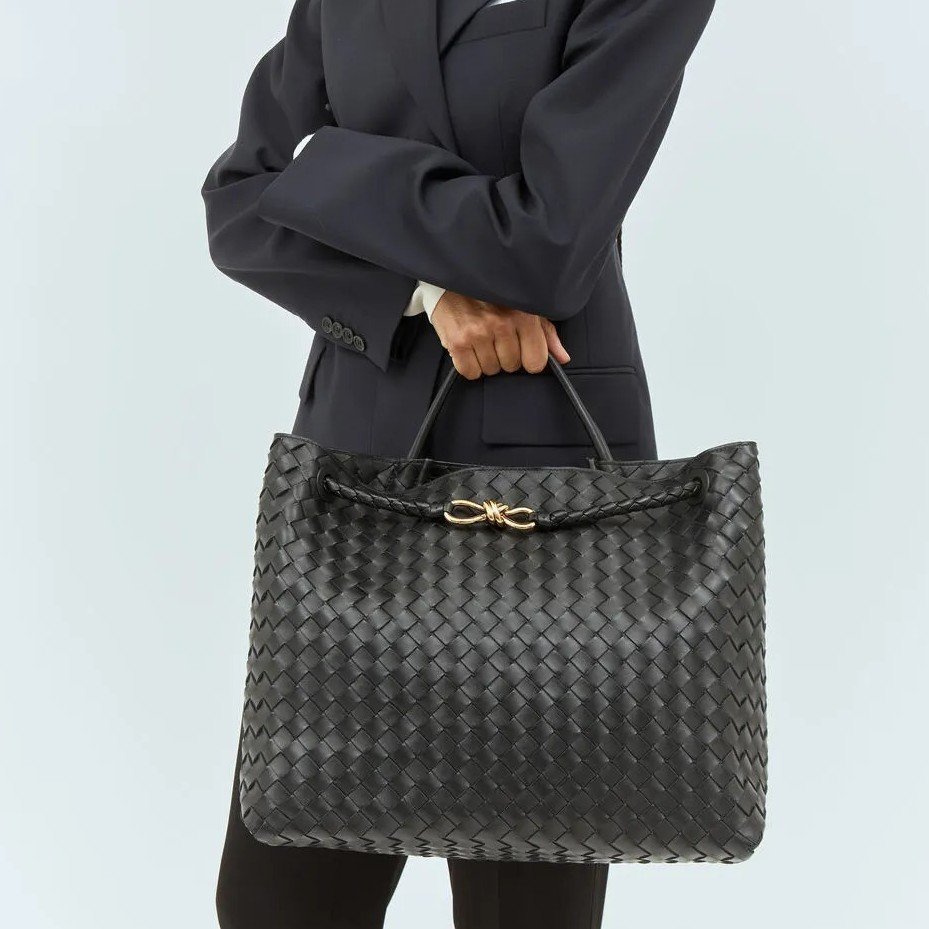 Fashion Genuine Leather Handwoven Large Capacity Tote Bag with Single Shoulder and Crossbody Strap - Image 2