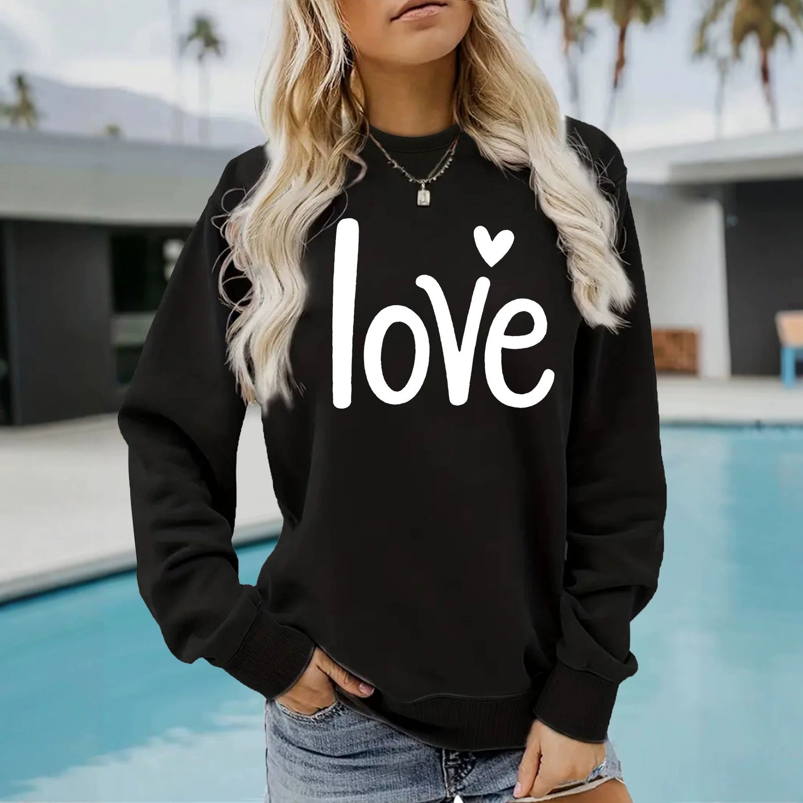 Round neck fleece hoodie for women - Image 3
